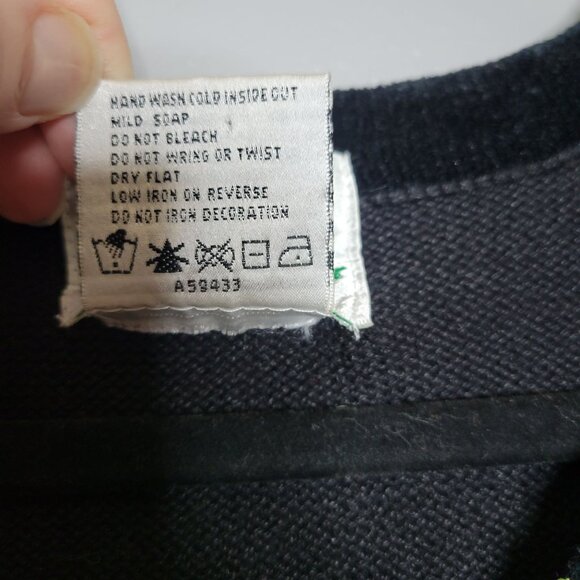 Vintage The Quacker Factory Holiday Christmas Tree Sweater Large Black Beaded Kn - Picture 4 of 6